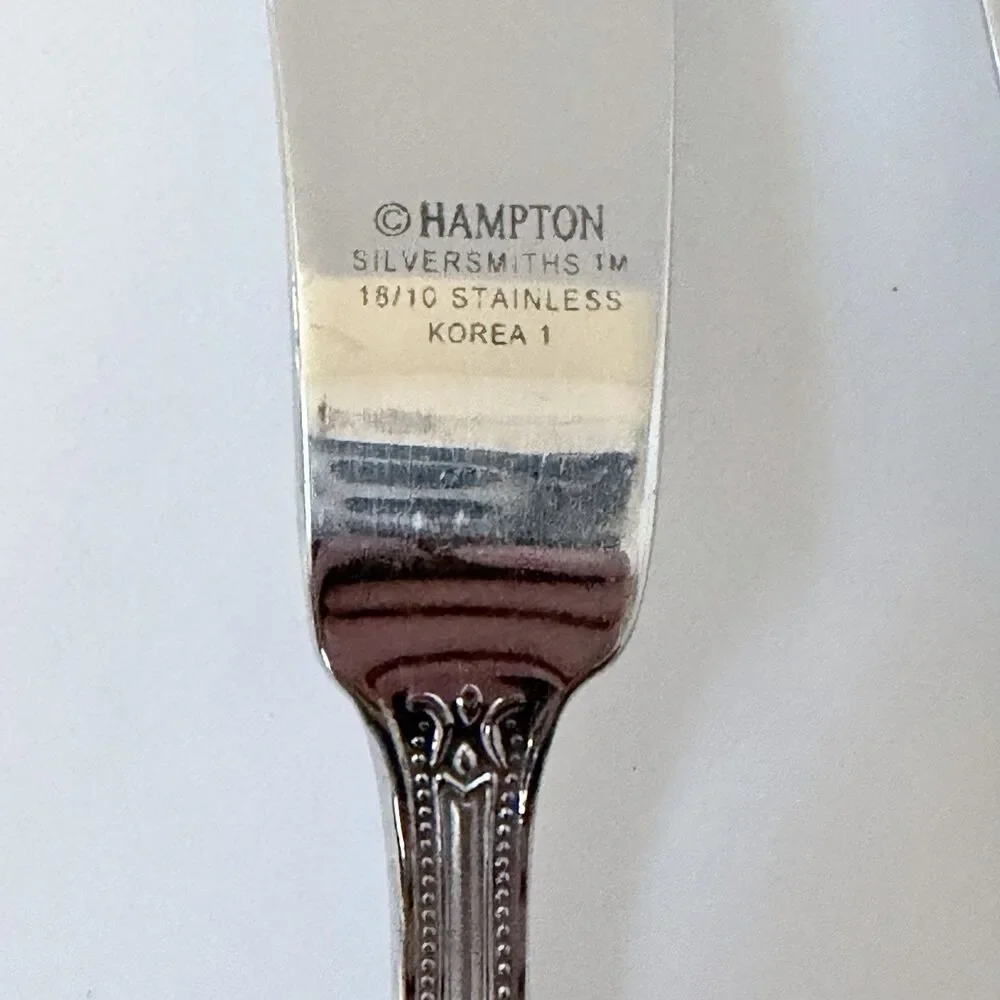 2pc Hampton Lauren Stainless Frosted Flat Handle Master Butter Knives 7” Korea
